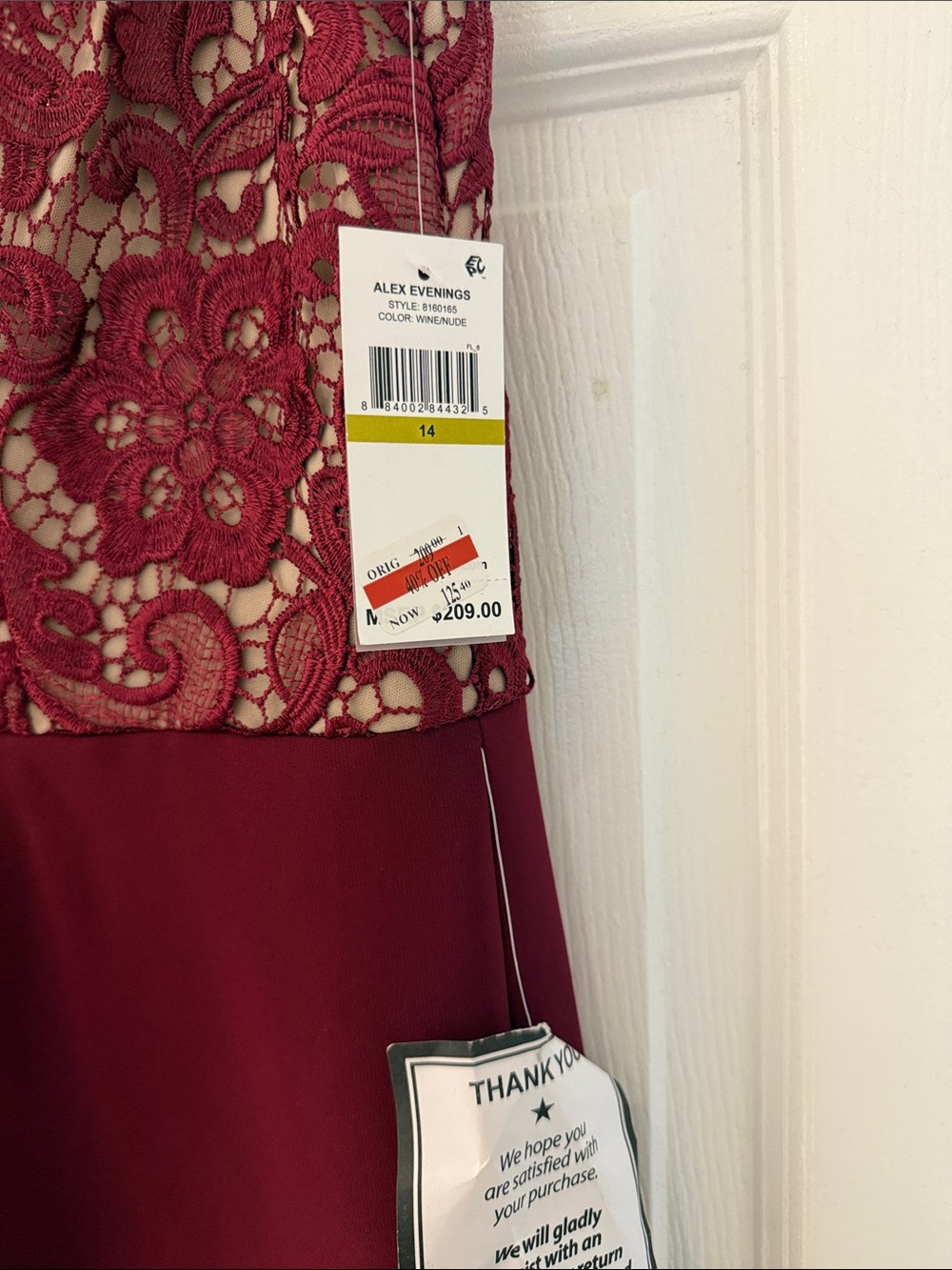 Alex Evenings Wine Lace Peplum Ruffle Maxi Dress - Picture 3 of 3